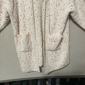 Maurices White and Red Speckled Knit Cardigan